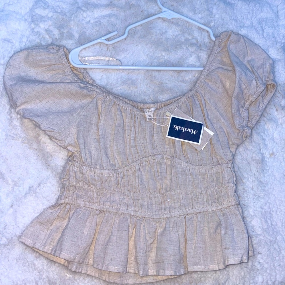 Sand color flowy blouse